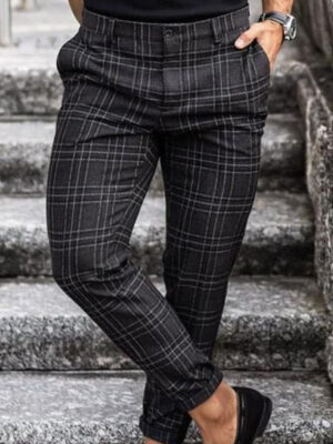 Plaid Print Men's Casual Trousers